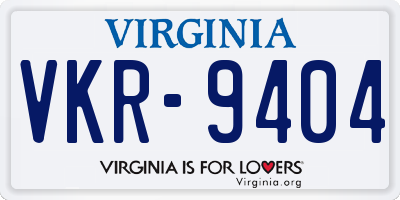 VA license plate VKR9404