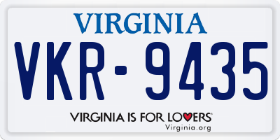 VA license plate VKR9435
