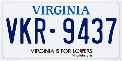VA license plate VKR9437