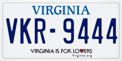 VA license plate VKR9444