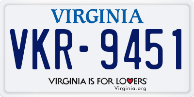 VA license plate VKR9451