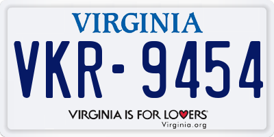 VA license plate VKR9454