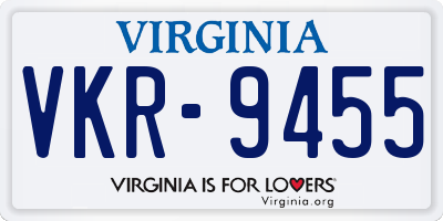 VA license plate VKR9455
