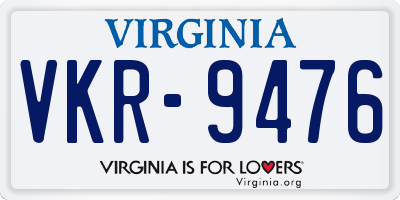 VA license plate VKR9476
