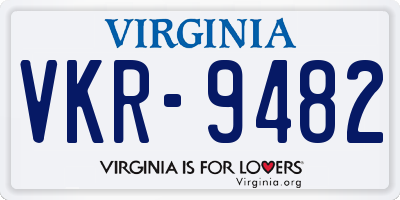 VA license plate VKR9482