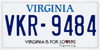 VA license plate VKR9484
