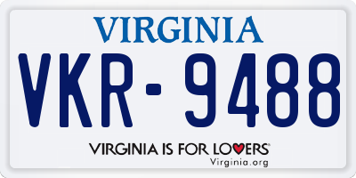 VA license plate VKR9488