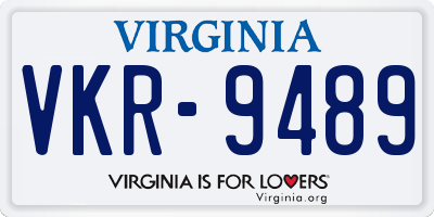 VA license plate VKR9489
