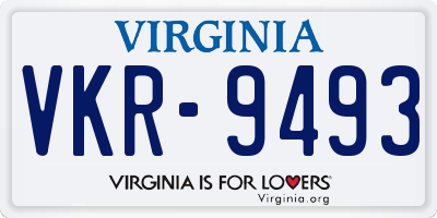 VA license plate VKR9493
