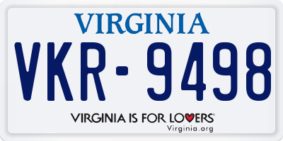 VA license plate VKR9498