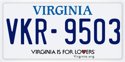 VA license plate VKR9503