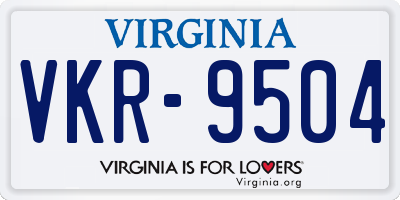 VA license plate VKR9504