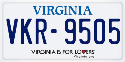 VA license plate VKR9505
