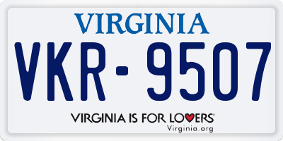 VA license plate VKR9507