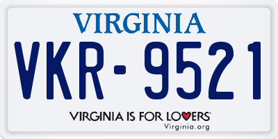 VA license plate VKR9521