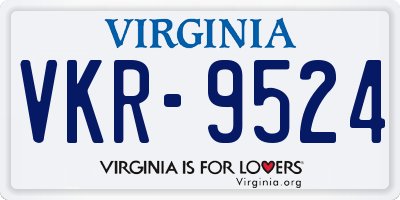 VA license plate VKR9524