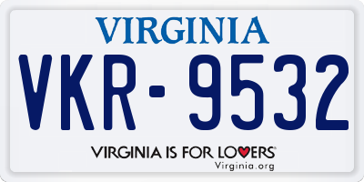 VA license plate VKR9532