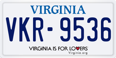 VA license plate VKR9536