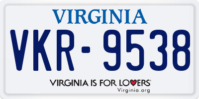 VA license plate VKR9538