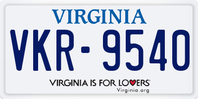 VA license plate VKR9540