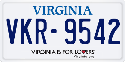 VA license plate VKR9542