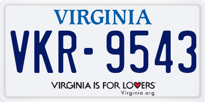VA license plate VKR9543