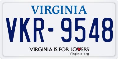 VA license plate VKR9548
