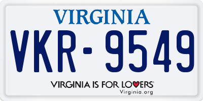 VA license plate VKR9549