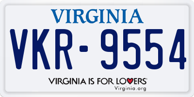 VA license plate VKR9554