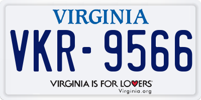 VA license plate VKR9566