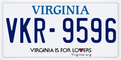 VA license plate VKR9596