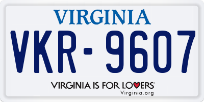 VA license plate VKR9607