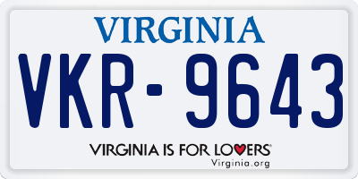 VA license plate VKR9643