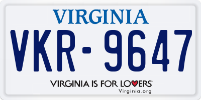 VA license plate VKR9647