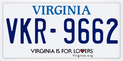VA license plate VKR9662