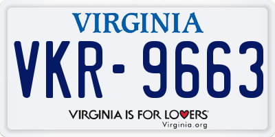 VA license plate VKR9663