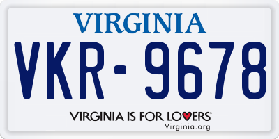 VA license plate VKR9678