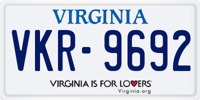 VA license plate VKR9692
