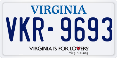 VA license plate VKR9693