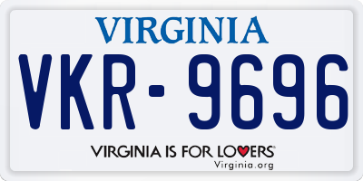 VA license plate VKR9696