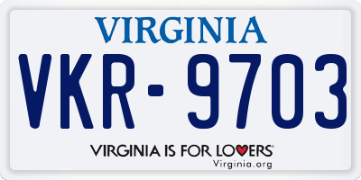 VA license plate VKR9703