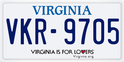 VA license plate VKR9705