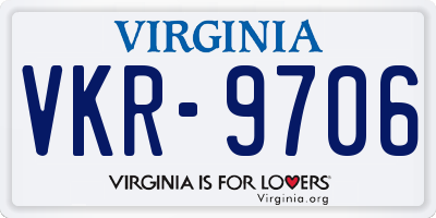 VA license plate VKR9706