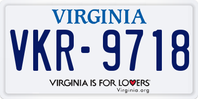 VA license plate VKR9718