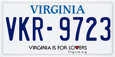 VA license plate VKR9723