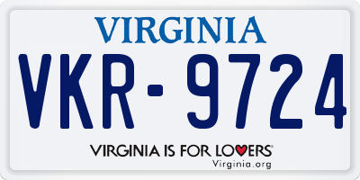 VA license plate VKR9724