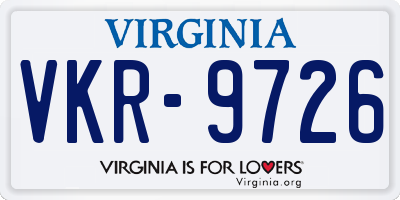 VA license plate VKR9726