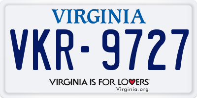 VA license plate VKR9727
