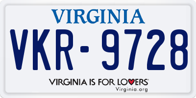 VA license plate VKR9728