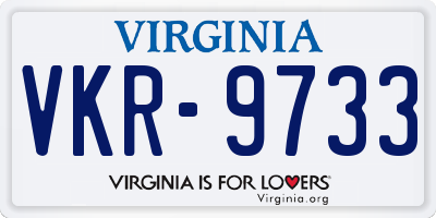 VA license plate VKR9733